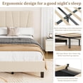 thumbnail image 2 of Adjustable Headboard Upholstered Platform Bed Frame – Strong Wooden Slats, No Box Spring Needed, Easy Assembly, Linen Fabric, Mattress Foundation – Beige Cream, 2 of 6