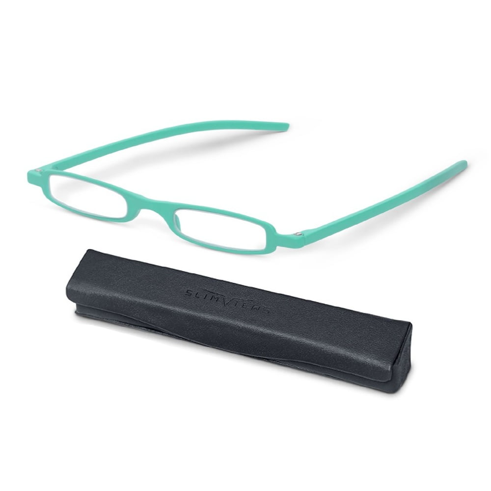 SlimViews Mint Green Reading Glasses +2.50 Magnification with case