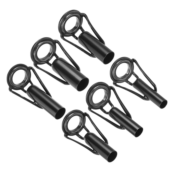Kit de Reparación de Punta de Caña de Pesca de Acero Inoxidable de 4-6.5mm, Reemplazo de Guía de Anillo de Caña para Pesca, Paquete de 6 en Negro