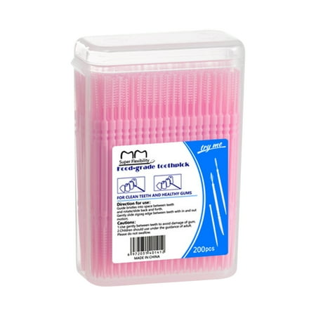 QunYou 200Pcs Double-Head Toothpicks Disposable Plastic Toothpicks for Teeth Cleaning Interdental Brushes Oral Care