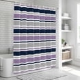 thumbnail image 5 of Purple Grey Striped Shower Curtain Set - 72" x 78" Washable Bathtub Curtain with 12 Hooks, Farmhouse Stripes Modern Abstract Art Waterproof Fabric Stall Shower Curtains for Bathroom/Bathtub Décor, 5 of 6