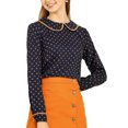 thumbnail image 3 of Allegra K Women's Cute Ruffle Peter Pan Collar Long Sleeve Sweet Blouse Tops, 3 of 7
