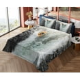 thumbnail image 4 of Ambesonne Colorful Fitted & Top Sheet Set with Shams, Cliffs Waterfall Canoe, Multicolor, 4 of 5