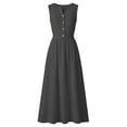 thumbnail image 4 of Lovzfmll Women's Sleeveless Solid Maxi Dress with V-Neck and Button Detail, Loose Fit Casual Long Dress for Warm Weather, 4 of 9