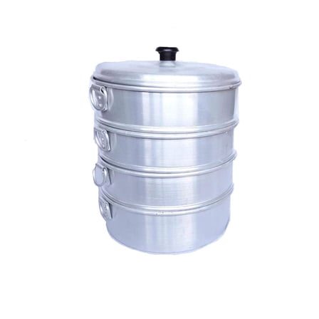 Aluminum 4 Tier Momos Maker & Steamer Set With Lid & Handles - Silver | Induction & Gas Friendly - Steam Vegetables Perfectly | Multi Purpose Modak Maker - Rice & Pasta Steamer