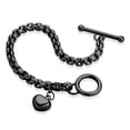 thumbnail image 4 of ‎555Jewelry 5mm Stainless Steel Puffed Heart Charm Box Chain T Toggle Clasp Bracelets for Women & Girls, 7.5 Inch, Black, 4 of 8