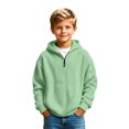 thumbnail image 3 of Hoodies for Boys Quarter Zip Waffle Knit Pullover Hooded Sweatshirt Tops,Kids Zip Long Sleeve Hoodie,Teen Boy Fashion Fall Winter Casual Sweatshirts,Back to School Clothes,Green,XL, 3 of 7