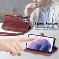 thumbnail image 4 of Funda de cuero con hebilla lateral y cremallera geométrica para Samsung Galaxy S23 Ultra 5g (rosa), 4 of 5