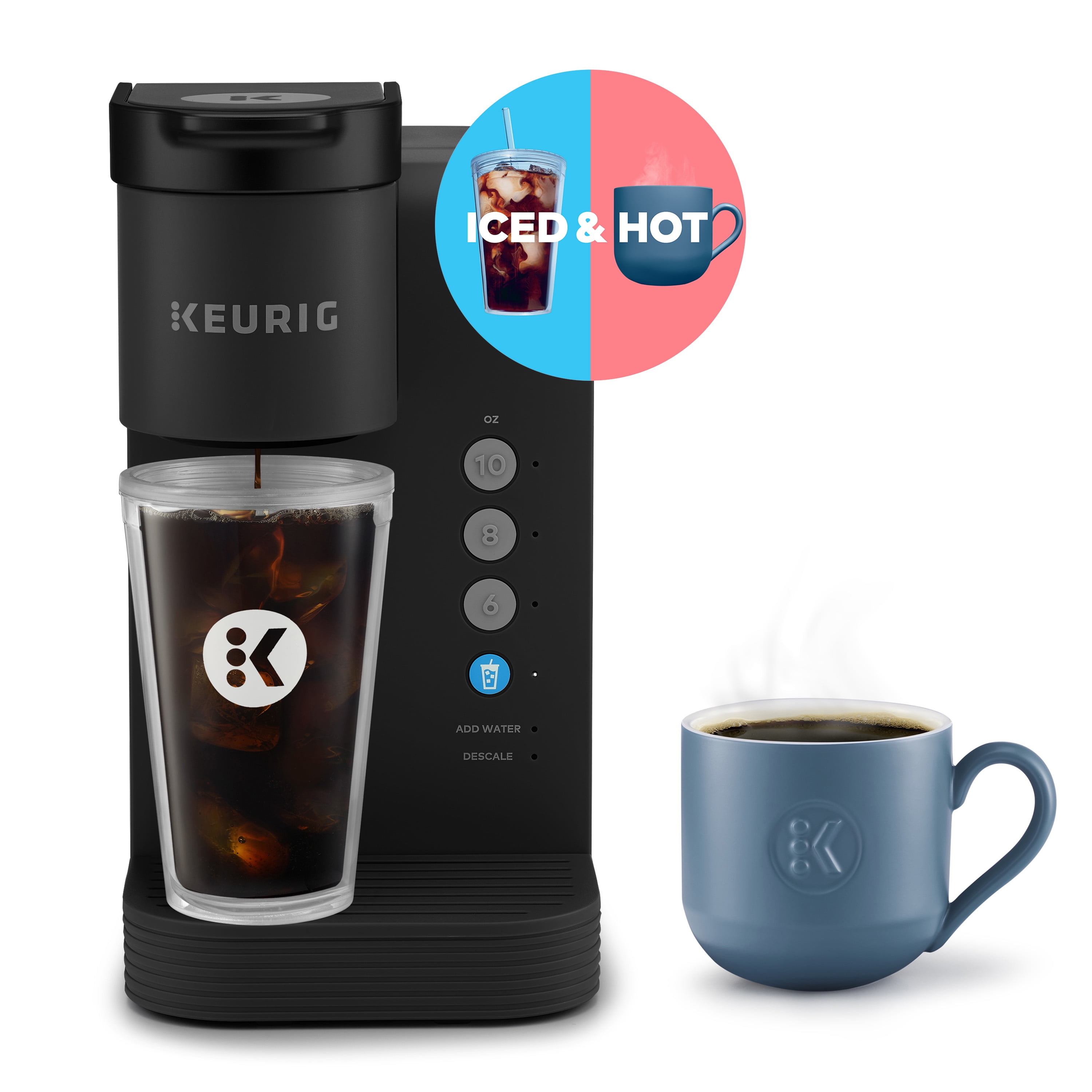 Mainstays Black Matte Dual Brew Coffee Maker, Single Serve, Auto