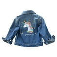 thumbnail image 5 of 1-9Years Toddler Little Girls Jean Jacket Spring Autumn Long Sleeve Denim Unicorn Jacket Coat Outerwear, 5 of 9