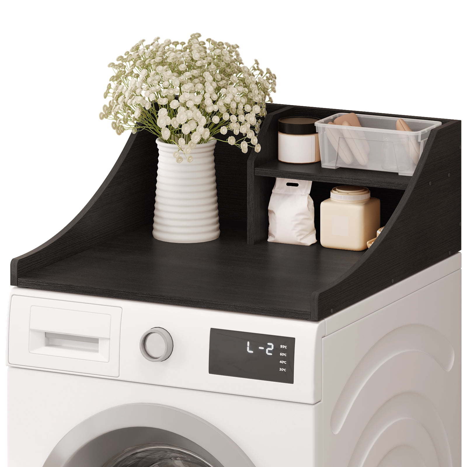 Tarnorci 27" Single Washer Dryer Countertop with Storage Shelf，Side Safety Edge for Laundry Room Organization