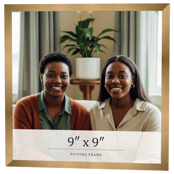 9x9 Frame Gold Bronze Solid Wood Picture Frame Width 0.75 Inches | Interior Frame Depth 0.5 Inches