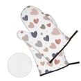thumbnail image 2 of ZNDUO Oven Mitts and Pot Holders Sets, Cute Doodle Hearts Pattern Non-Slip Cooking Oven Mitt, 2 of 8