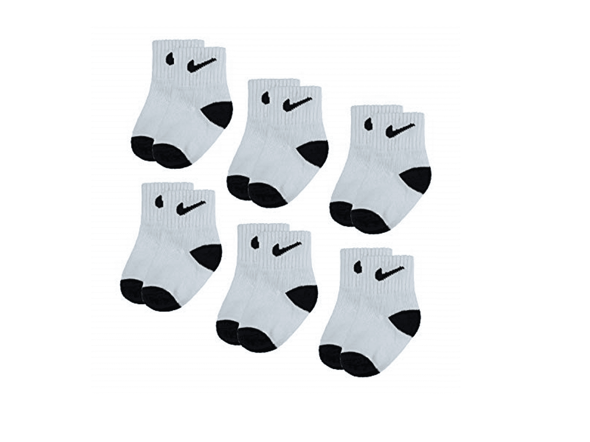 Nike Baby Boys' Ankle Socks (6 Pairs), White/Black, 6/12M … - Walmart.com