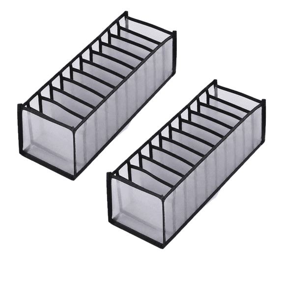 11-Compartment Sock Organizer for Drawer, Foldable Mesh Sock Storage Box, Closet Underwear Organizer Bin, Space Saving Drawer Divider for Socks, Underwear, Ties & Baby Clothes