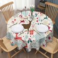 thumbnail image 3 of Multicolor Christmas Deer Pattern Round Tablecloth 60"x60",Wrinkle Wipeable Table Cloth for Kitchen Dining Room Picnic Patio Party, 3 of 6