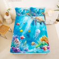 thumbnail image 5 of Manfei Cartoon Animals Bed Sheets,Ocean Themed Art Full Size Sheets,Blue,4-Piece,1 Flat Sheet, 1 Fitted Sheet and 2 Pillowcases, 5 of 7