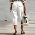 thumbnail image 4 of Womens Capris with Pockets Loose Fit Casual Capri Pants Dressy Lightweight Ladies Baggy Cargo Pants for Hiking White M, 4 of 4