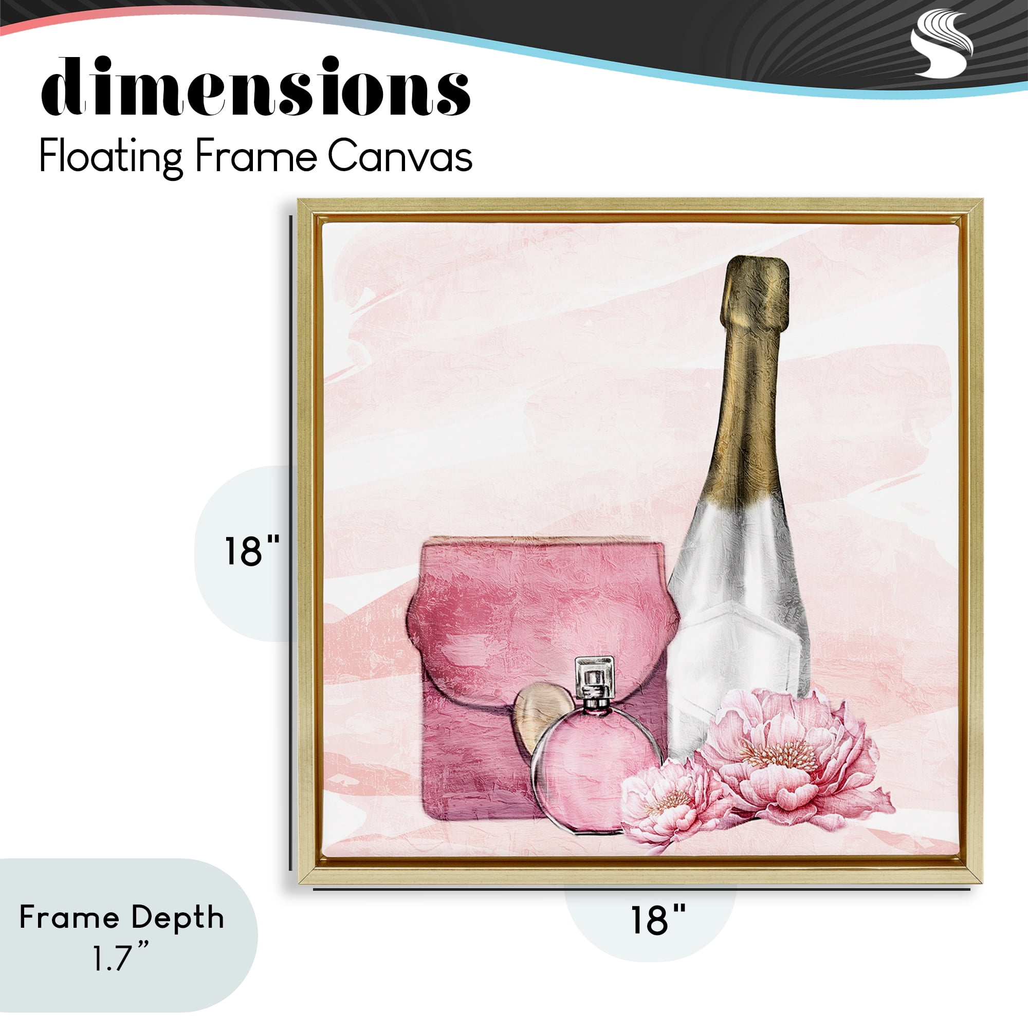 Stupell Industries Glam Time Champagne Gold Framed Floater Canvas Wall Art, design by Kim Allen