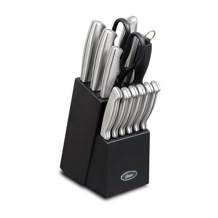 oster baldwyn 14 piece stainless steel kitchen knife cutlery set  brushed satin