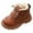 Brown, variant on Krdevn Children Velvet Thickened Warm Short Boots Fashionable Outdoor Flat Princess Leather Boots,Toddler Girl Shoes,Boys Shoes,Size:3.5-4 Years