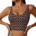 thumbnail image 1 of Fotbe Brown Gold Grid Sujetador Deportivo Largo sin Aros para Mujer con Almohadillas y Soporte Medio, Transpirable y Absorbente, Camiseta Tipo Chaleco o Tank Top-Small, 1 of 8