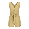 thumbnail image 5 of biudgviw Rompers for Women Boho One Piece V Neck Sleeveless Tank Top Jumpsuits Button Tie Knot Waisted Summer Beach Outfits with Pockets, 5 of 7