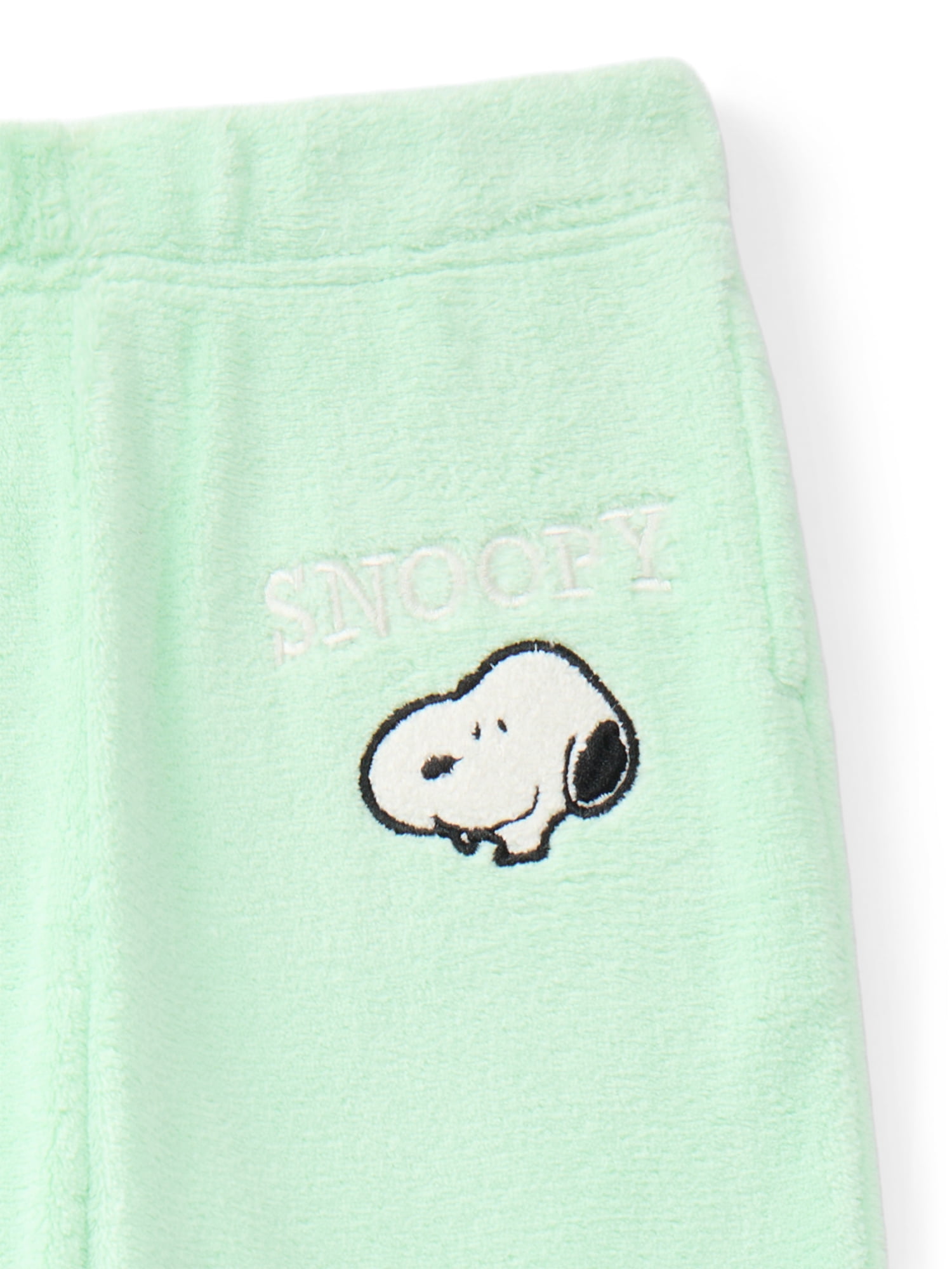 Peanuts Snoopy Girls Plush Wide Leg Sweatpants with Embroidery, Sizes 4-16