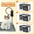thumbnail image 2 of Indoor Heated Cat House, Adjustable Temperature Cat Heating Bed with Timer and Chew Resistant Cord, Large Cat House with Heating Pad for Small Medium and Large Cats, 2 of 8