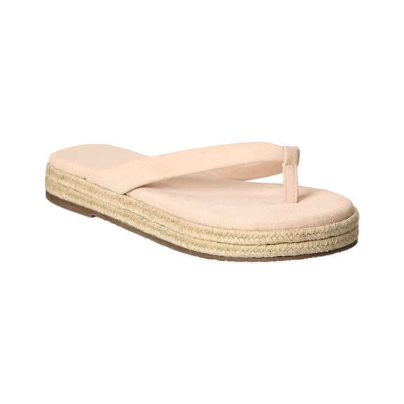 TKEES Hera Suede Platform Flip Flop, 6, Beige