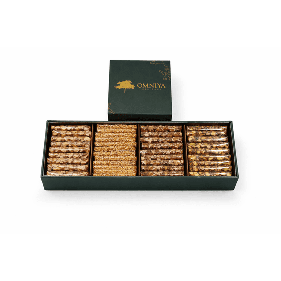 OMNIYA Delicacy Indigo Croquant Gift Box, Caramelized Nuts, 44 Pieces, 6.35 oz