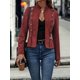 thumbnail image 4 of Chaqueta de Gamuza Sintética para Mujer, Informal, de Otoño, de Larga, Cuello Alto, con Abertura Frontal, Blazer Corto, Abrigo. Rojo L, 4 of 7