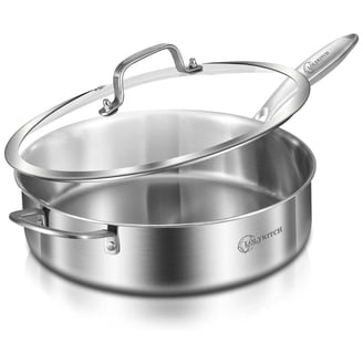 CoreClad 6-Quart Tri-Ply Stainless Steel Saute Pan with Glass Lid