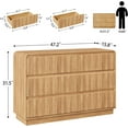 thumbnail image 3 of Pipleo 48" Fluted 6-Drawer Dresser, Handleless Wooden Chest with Curved Design for Bedroom & Living Room, Natural Oak, 3 of 6