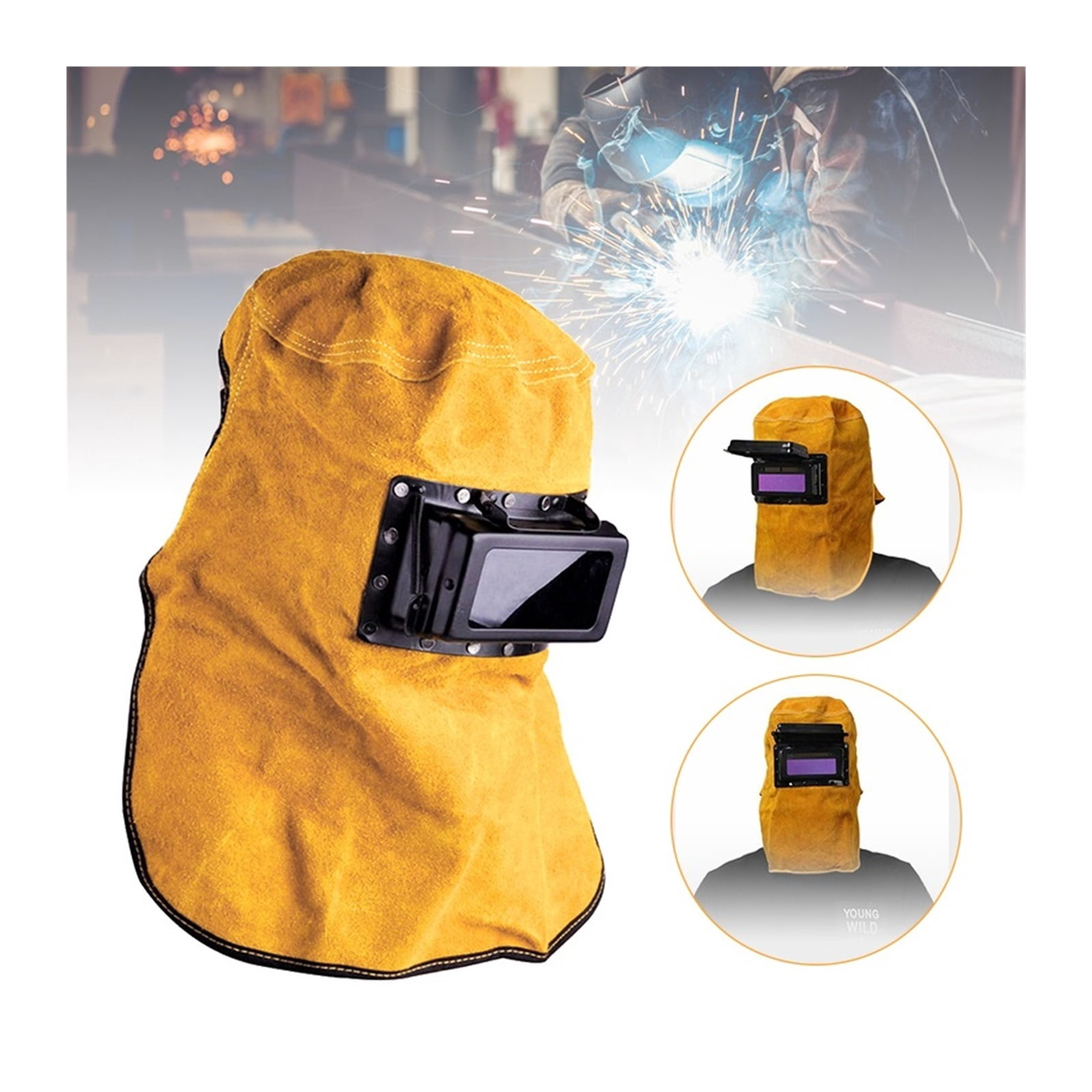 Leather Welding Helmet Auto-Darkening Filter Lens Face Mask Breathable Welder Security Protection Hood Helmet Welding Protector ,Widely Use