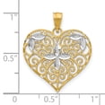 thumbnail image 2 of FJC Finejewelers 10 kt Yellow Gold with Rhodium Cut-Out Filigree Flower and Heart Charm 24 x 21 mm, 2 of 6