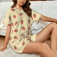 thumbnail image 4 of Fotbe Strawberries Print Pajama Set for Women 2 Piece Loungewear Short Sleeve Tops and Shorts Set Soft Sleepwear-Large, 4 of 7