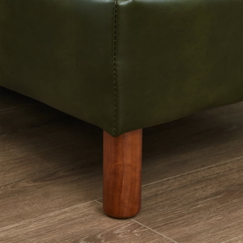 120" U-Shaped Sectional Sofa with 2 Removable Storage Ottomans, Faux Leather Couch, Breathable PU Leather, Solid Wood Frame, Dark Green
