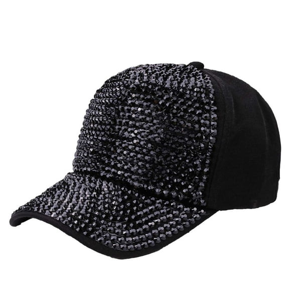 Riforla Women's Fashion Rhinestone Summer Baseball Cap Trendy Sun Hat for Outdoor Activities Womens Hats Black_001