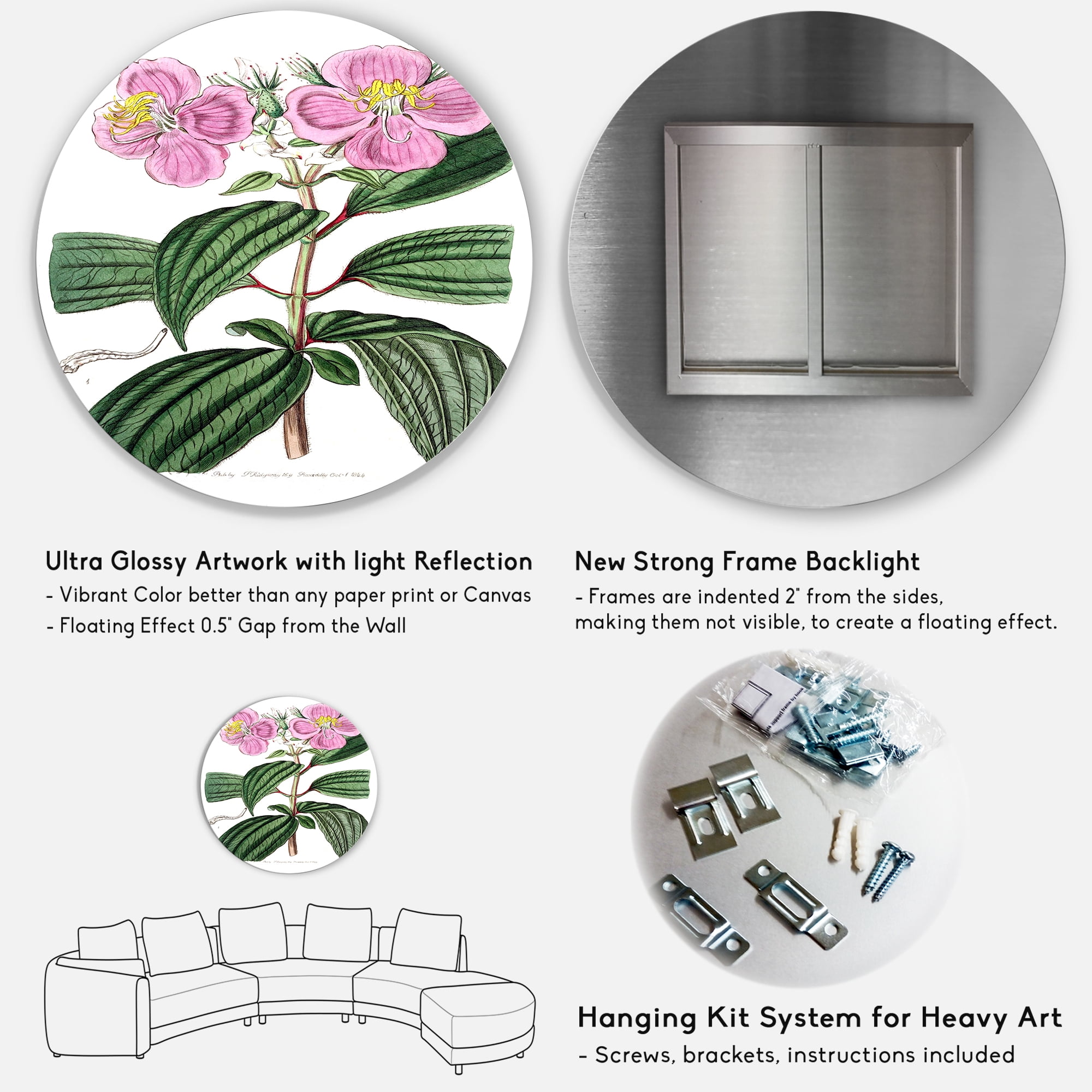 Designart 'Ancient Plant Life XXIII' Traditional Circle Metal Wall Art 11x11 - Disc of 11