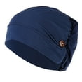 thumbnail image 2 of Tittly Winter Hats Beanie With Buttons Hat Holder Wearing Ears Head Wrap Hat Skull Caps Hats for Women Navy One Size, 2 of 2
