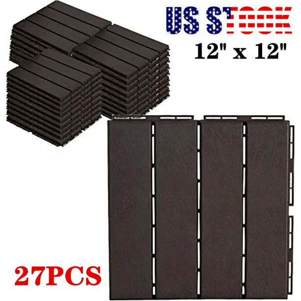 TOPCHANCES Patio Floor Tiles Set of 27 Plastic Interlocking Deck Tiles Indoor & Outdoor for