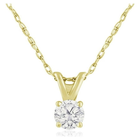 SuperJeweler 14 Karat Yellow Gold 1/6 Carat Diamond Solitaire Necklace, 18 Inches For Women