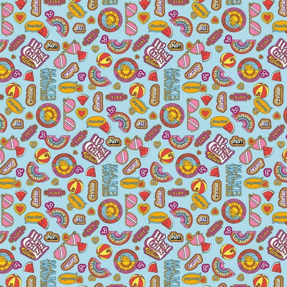 Malibu Barbie Icons Blue Cotton Fabric