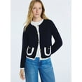 thumbnail image 2 of Free Assembly Women's Tipped Patch Pocket Cardigan Sweater, Lightweight, Sizes XS-XXL, 2 of 6