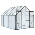 thumbnail image 7 of Kosynda 8' x 10' Polycarbonate Greenhouse with Double Door and Anchor, Aluminum Heavy Duty Walk-in Green Houses Kit with Rain Gutter and Roof Vent for Outdoor Backyard Garden in All Season, Black, 7 of 7