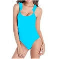 thumbnail image 2 of TAGOLD Womens OnePiece Bikini Set Solid Color Ruffled Strap Backless High Hip Sleeveless Slim Summer Swimwear, 2 of 5