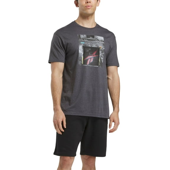 Reebok Mens Regular fit Short Sleeve Graphic T-Shirt Shirt XL Grey Solid