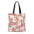 thumbnail image 1 of NUDECOR Canvas Tote Bag Cute Bichon Frise Floral Spring Dogs Reusable Handbag Shoulder Grocery Shopping Bags, 1 of 1