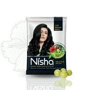 Nisha Pack 10 Permanent Natural Black Henna Hair Color Dye, 100% Grey Coverage, Natural Black, 0.35 oz Each Pack